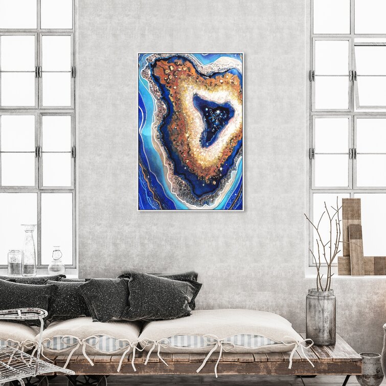 Abstract Blue Diamond, Modern & Contemporary Blue On Canvas Graphic Art